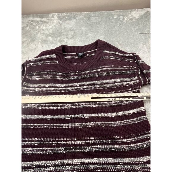 Calvin Klein Jeans Womens Medium Striped Burgundy Sweater Acrylic/Cotton Blend - Picture 4 of 12
